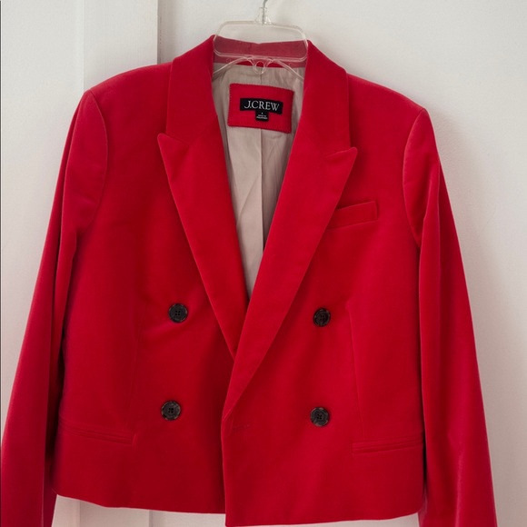 J Crew Cropped double-breasted blazer in stretch velvet Size 4 - Picture 3 of 9
